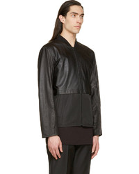 Мужской черный кожаный бомбер от Alexander Wang