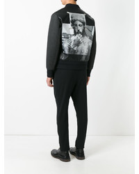 Мужской черный кожаный бомбер от Neil Barrett