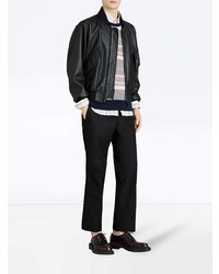 Мужской черный кожаный бомбер от Burberry