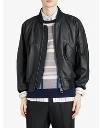 Мужской черный кожаный бомбер от Burberry