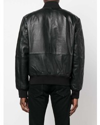 Мужской черный кожаный бомбер от VERSACE JEANS COUTURE