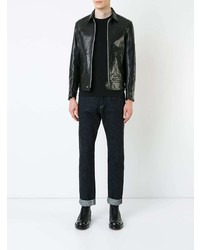 Мужской черный кожаный бомбер от Addict Clothes Japan