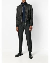 Мужской черный кожаный бомбер от Neil Barrett