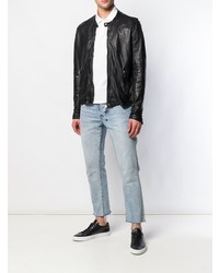 Мужской черный кожаный бомбер от Giorgio Brato