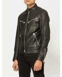 Мужской черный кожаный бомбер от Drome