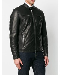 Мужской черный кожаный бомбер от Dondup