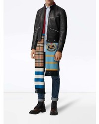 Мужской черный кожаный бомбер от Burberry