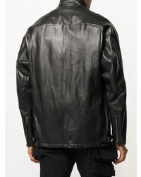 Мужской черный кожаный бомбер от Julius