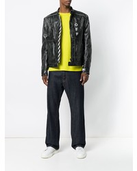 Мужской черный кожаный бомбер от Off-White