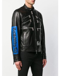 Мужской черный кожаный бомбер от DSQUARED2