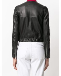 Женский черный кожаный бомбер от Theory