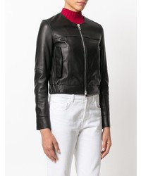 Женский черный кожаный бомбер от Theory