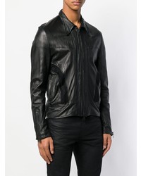 Мужской черный кожаный бомбер от Di Liborio