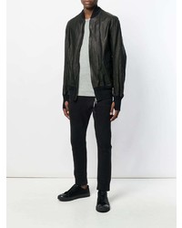 Мужской черный кожаный бомбер от Isaac Sellam Experience