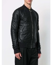 Мужской черный кожаный бомбер от Rick Owens