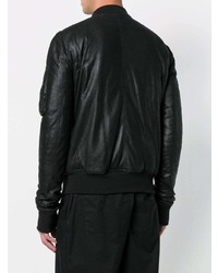 Мужской черный кожаный бомбер от Rick Owens