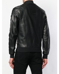 Мужской черный кожаный бомбер от Philipp Plein