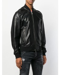 Мужской черный кожаный бомбер от DSQUARED2