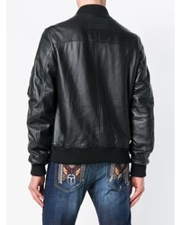 Мужской черный кожаный бомбер от Frankie Morello
