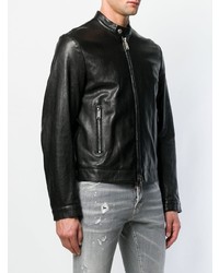 Мужской черный кожаный бомбер от DSQUARED2