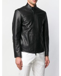 Мужской черный кожаный бомбер от Emporio Armani