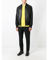 Мужской черный кожаный бомбер от Versus