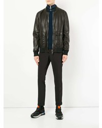 Мужской черный кожаный бомбер от Valentino