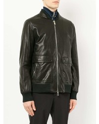 Мужской черный кожаный бомбер от Valentino