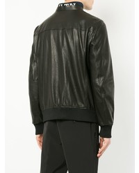 Мужской черный кожаный бомбер от Valentino