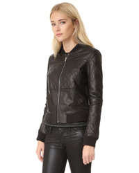 Женский черный кожаный бомбер от Paige