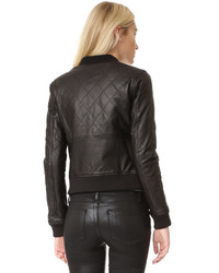 Женский черный кожаный бомбер от Paige