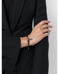 Черный кожаный браслет с украшением от Alexander McQueen