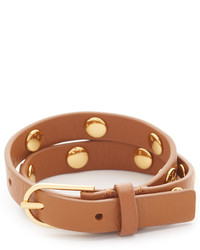 Черный кожаный браслет с шипами от Tory Burch