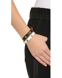 Черный кожаный браслет с шипами от Tory Burch