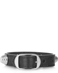 Черный кожаный браслет с шипами от Balenciaga