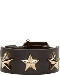 Черный кожаный браслет с шипами от Givenchy