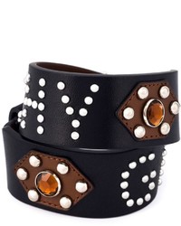 Черный кожаный браслет с шипами от Givenchy