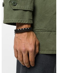 Мужской черный кожаный браслет с шипами от Eleventy