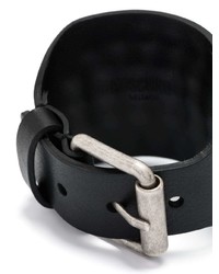 Мужской черный кожаный браслет с шипами от Moschino
