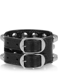 Черный кожаный браслет с шипами от Balenciaga