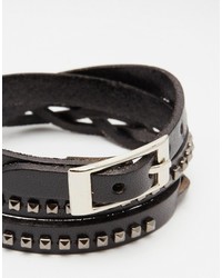 Мужской черный кожаный браслет с шипами от Reclaimed Vintage
