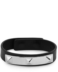 Мужской черный кожаный браслет с шипами от Valentino