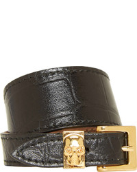 Черный кожаный браслет от Alexander McQueen