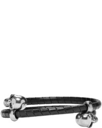 Мужской черный кожаный браслет от Alexander McQueen