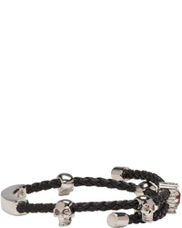 Черный кожаный браслет от Alexander McQueen