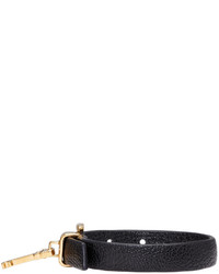 Черный кожаный браслет от Miu Miu