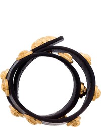 Черный кожаный браслет от Versace