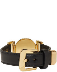 Мужской черный кожаный браслет от Versace