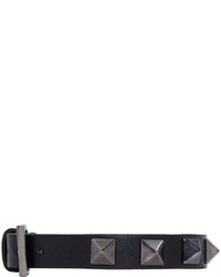 Мужской черный кожаный браслет от Valentino