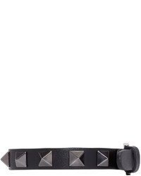 Мужской черный кожаный браслет от Valentino